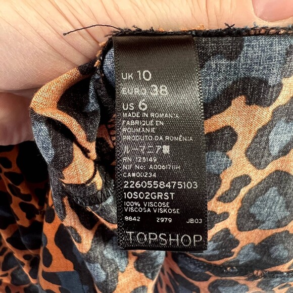 Topshop Animal Print Mock Neck Long Sleeve Bold Statement Dress Size 6 - Picture 10 of 11